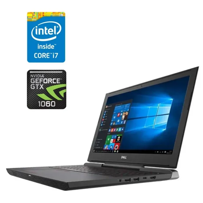Ігровий ноутбук Dell Inspiron G5 5587 / 15.6" (1920x1080) IPS / Intel Core i7-7700HQ (4 (8) ядра по 2.8 - 3.8 GHz) / 16 GB DDR4 / 512 GB SSD + 1000 GB HDD / nVidia GeForce GTX 1060 Max-Q, 6 GB GDDR5, 192-bit / WebCam / Без АКБ б/в - зображення 1