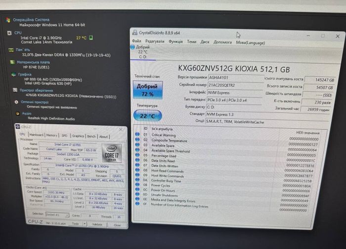 Моноблок HP EliteOne 800 G6 / 24" (1920x1080) IPS / Intel Core i7-10700 (8 (16) ядер по 2.9 - 4.8 GHz) / 32 GB DDR4 / 512 GB SSD / Intel UHD Graphics 630 / WebCam / Wi-Fi б/в - зображення 4