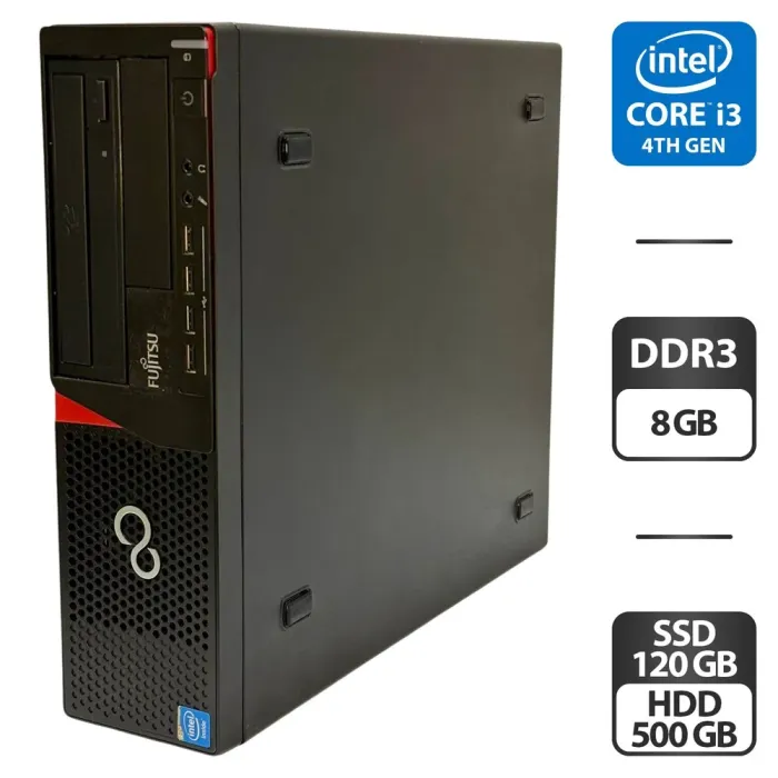 Комп'ютер Fujitsu Esprimo E720 E85 SFF / Intel Core i3-4160T (2 (4) ядра по 3.1 GHz) / 8 GB DDR3 / 120 GB SSD + 500 GB HDD / Intel HD Graphics 4400 / DVD-ROM б/в - зображення 1