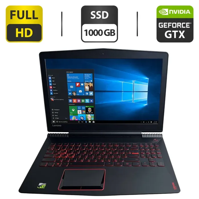 Ігровий ноутбук Lenovo Legion Y520-15IKBN / 15.6" (1920x1080) IPS / Intel Core i5-7300HQ (4 ядра по 2.5 - 3.5 GHz) / 16 GB DDR4 / 1000 GB SSD M.2 / nVidia GeForce GTX 1050 Ti, 4 GB GDDR5, 128-bit / WebCam б/в - зображення 1