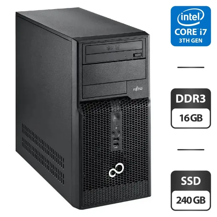 Комп'ютер Fujitsu Esprimo P510 E85 Tower / Intel Core i7-3770 (4 (8) ядра по 3.4 - 3.9 GHz) / 16 GB DDR3 / 240 GB SSD / Intel HD Graphics 2000 / 280W б/в - зображення 1