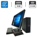 Комплект ПК: комп'ютер Dell OptiPlex 5040 SFF / Intel Core i5-6400 (4 ядра по 2,7 - 3,7 ГГц) / 16 ГБ DDR3 / 512 ГБ SSD / Intel HD Graphics 530 + Монітор 24" (1920x1080) TN  б/в