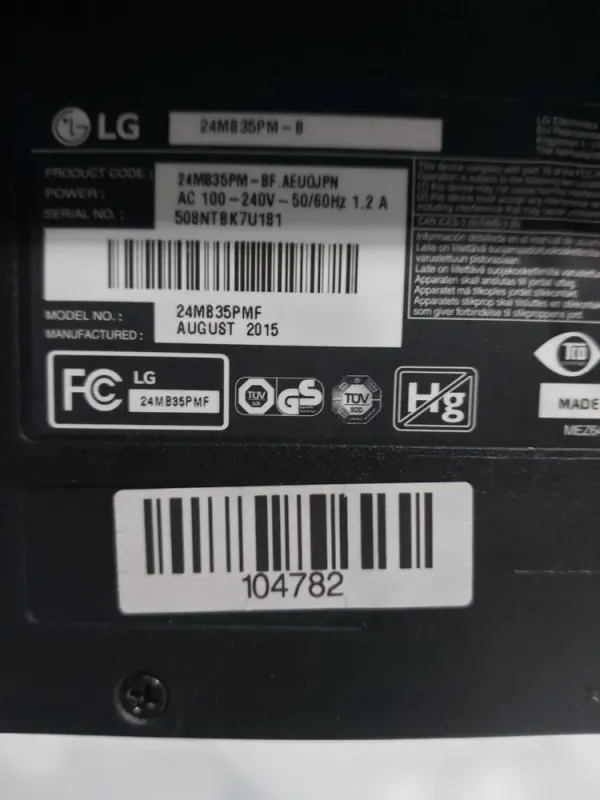 Монітор LG 24MB35PM-B / 24" (1920x1080) IPS / VGA / DVI / Вбудовані колонки 2x 2W / VESA 100x100 б/в - зображення 6