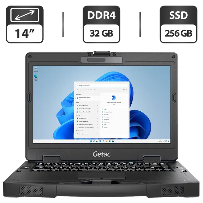 Напівзахищений ноутбук Getac S410 G2 / 14" (1366x768) TN Touch / Intel Core i3-7100U (2 (4) ядра по 2.4 GHz) / 32 GB DDR4 / 256 GB SSD / Intel HD Graphics 620 / Windows 11 Pro / Два АКБ б/в - зображення 1