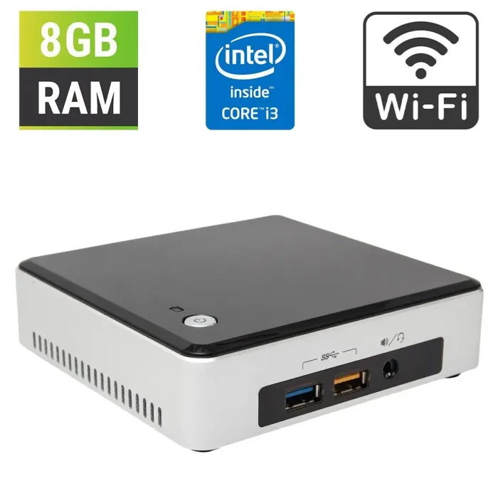 Неттоп Б-клас Intel NUC NUC5i3RYK USFF / Intel Core i3-5010U (2 (4) ядра по 2.1 GHz) / 8 GB DDR3 / 256 GB SSD M.2 / Intel HD Graphics 5500 / miniDP / Wi-Fi б/в - зображення 1