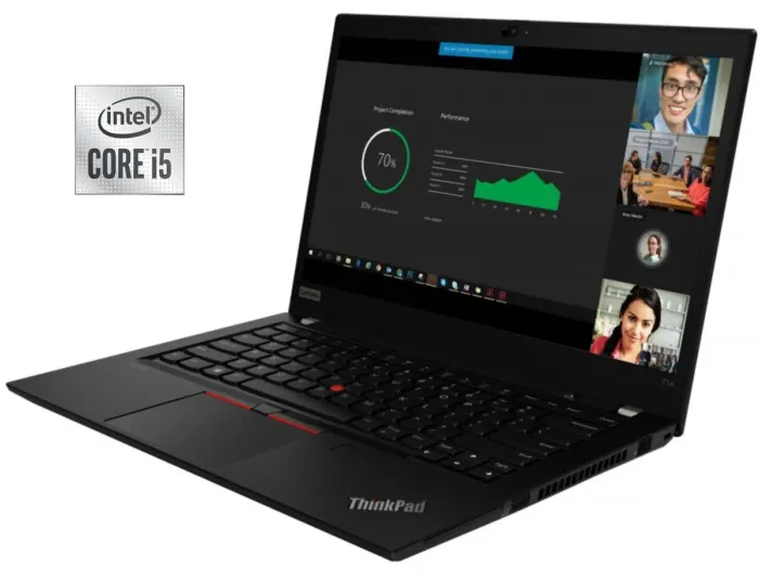 Ультрабук Lenovo ThinkPad T14 / 14" (1920x1080) IPS Touch / Intel Core i5-10310U (4 (8) ядра по 1.7 - 4.4 GHz) / 8 GB DDR4 / 256 GB SSD / Intel UHD Graphics / WebCam б/в - зображення 1