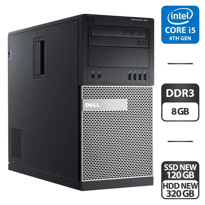 Комп'ютер Dell OptiPlex 9020 Tower / Intel Core i5-4570 (4 ядра по 3.2 - 3.6 GHz) / 8 GB DDR3 / 120 GB SSD NEW / Intel HD Graphics 4600 / VGA б/в - зображення 1