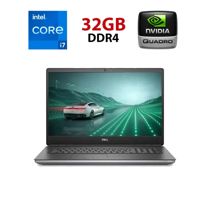 Мобільна робоча станція Dell Precision 7750 / 17.3" (1920x1080) IPS / Intel Core i7-10850H (6 (12) ядер по 2.7 - 5.1 GHz) / 32 GB DDR4 / 512 GB SSD / Quadro RTX 3000, 6 GB GDDR6, 192-bit / WebCam / HDMI б/в - зображення 1