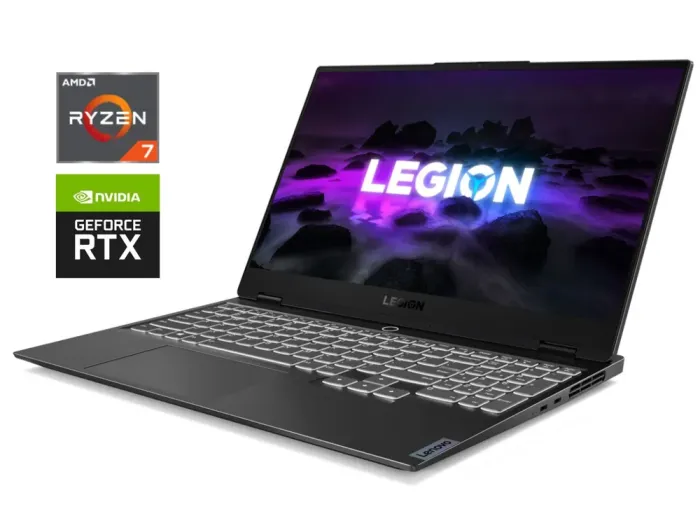 Игровой ноутбук Б-клас Lenovo Legion S7 15ACH6 / 15.6" (1920x1080) IPS / AMD Ryzen 7 5800H (8 (16) ядер по 3.2 - 4.4 GHz) / 16 GB DDR4 / 512 GB SSD / nVidia GeForce RTX 3060, 6 GB GDDR6, 192-bit / WebCam б/в - зображення 1