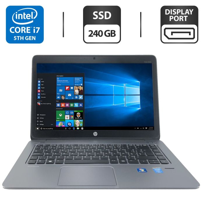 Ноутбук HP EliteBook Folio 1040 G2 / 14" (1920x1080) IPS / Intel Core i7-5600U (2 (4) ядра по 2.6 - 3.2 GHz) / 4 GB DDR3 / 240 GB SSD / Intel HD Graphics 5500 / WebCam б/в - зображення 1