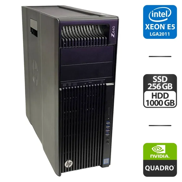Робоча станція HP Z640 Workstation Tower / Intel Xeon E5-2609 v3 (6 ядер по 1.9 GHz) / 32 GB DDR4 / 256 GB SSD + 1000 GB HDD / nVidia Quadro K2200, 4 GB GDDR5, 128-bit / DVD-ROM / 925W б/в - зображення 1