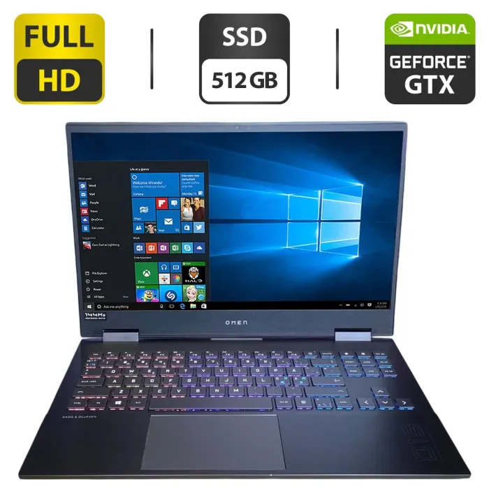 Ігровий ноутбук HP Omen 15 / 15.6" (1920x1080) IPS / AMD Ryzen 5 4600H (6 (12) ядер по 3.0 - 4.0 GHz) / 8 GB DDR4 / 512 GB SSD / nVidia GeForce GTX 1660 Ti, 6 GB GDDR6, 192-bit / WebCam б/в - зображення 1