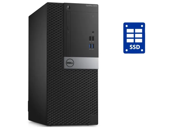 ПК Dell OptiPlex 3040 Tower / Intel Core i3-6100 (2 (4) ядра по 3.7 GHz) / 8 GB DDR3 / 240 GB SSD + 500 GB HDD / Intel HD Graphics 530 / DVD-RW б/в - зображення 1