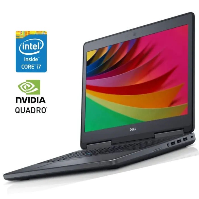 Мобільна робоча станція Б-класу Dell Precision 7520 / 15.6" (1920x1080) IPS / Intel Core i7-6820HQ (4 (8) ядра по 2,7 - 3,6 ГГц) / 16 ГБ DDR4 / 128 ГБ SSD + 500 ГБ HDD / nVidia Quadro M2200, 4 ГБ GDDR5, 128-біт / WebCam / Win 10 Pro б/в - изображение 1