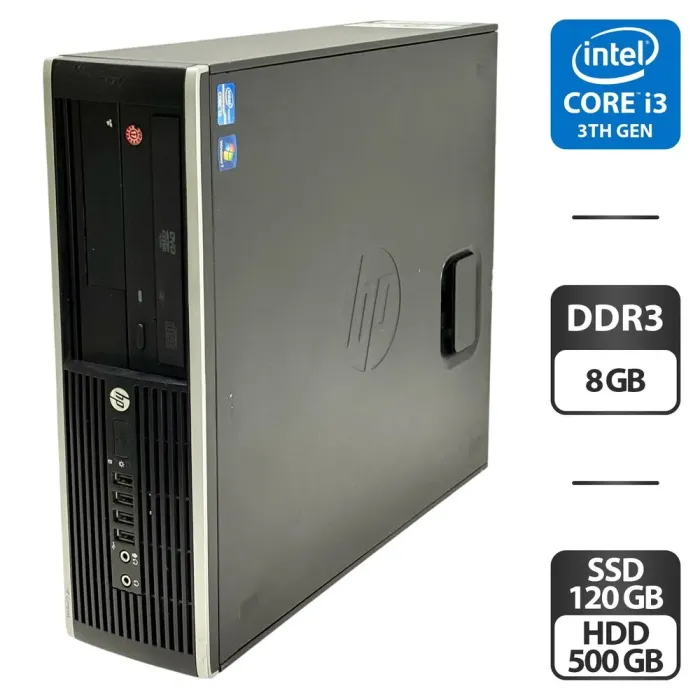 Комп'ютер HP Compaq Elite 8300 SFF / Intel Core i3-3220 (2 (4) ядра по 3.3 GHz) / 8 GB DDR3 / 120 SSD + 500 GB HDD / Intel HD Graphics 2500 / DVD-ROM б/в - зображення 1