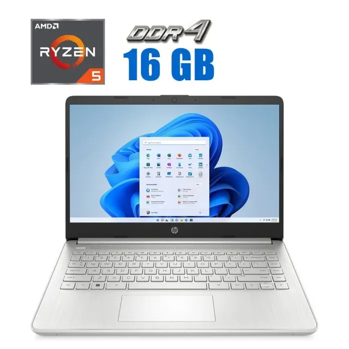 Ультрабук Б-клас HP 14s-fq1716nd / 14" (1920x1080) IPS / AMD Ryzen 5 5500U (6 (12) ядер по 2.1 - 4.0 GHz) / 16 GB DDR4 / 512 GB SSD / AMD Radeon RX Vega 7 Graphics / WebCam / Win 11 Home б/в - зображення 1