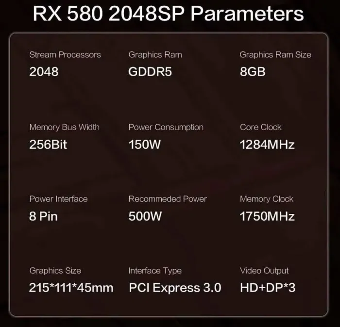 Дискретна відеокарта MLLSE Radeon RX 580, 8 GB GDDR5, 256-bit / HDMI, DisplayPort - зображення 5