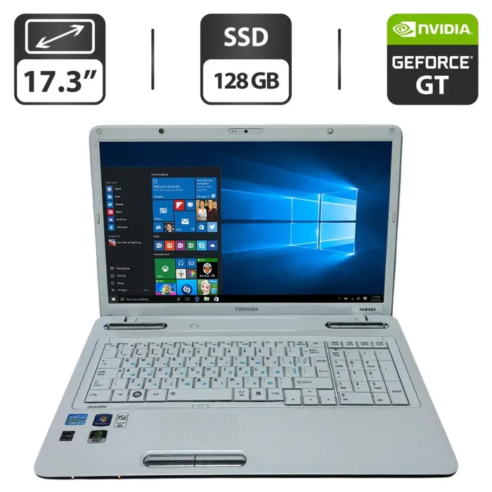 Ноутбук Б-клас Toshiba Satellite L775D-12T / 17.3" (1600x900) TN / Intel Core i5-2520M (2 (4) ядра по 2.5 - 3.2 GHz) / 8 GB DDR3 / 128 GB SSD / nVidia GeForce GT 525M, 1 GB GDDR3, 128-bit / WebCam / DVD-ROM б/в - зображення 1