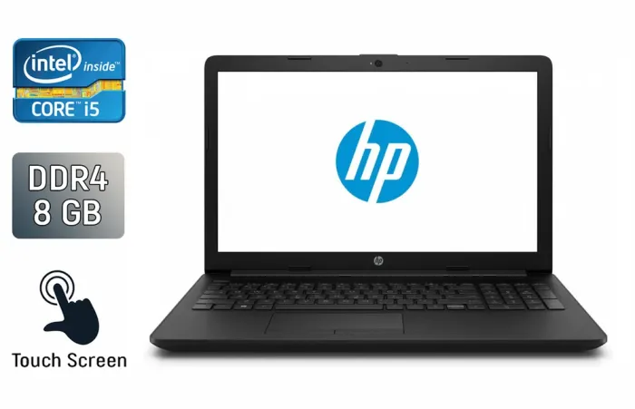 Ноутбук Б-клас HP 15-bs05dx / 15.6" (1366x768) TN Touch / Intel Core i5-7200U (2 (4) ядра по 2.5 - 3.1 GHz) / 8 GB DDR4 / 256 GB SSD / Intel HD Graphics 620 / WebCam / Windows 10 б/в - зображення 1