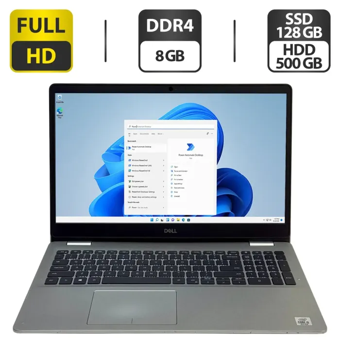 Ультрабук Б-клас Dell Inspiron 15 5593 / 15.6" (1920x1080) IPS / Intel Core i5-1035G1 (4 (8) ядер по 1.0 - 3.6 GHz) / 8 GB DDR4 / 128 GB SSD + 512 GB HDD / Intel UHD Graphics / WebCam б/в - зображення 1