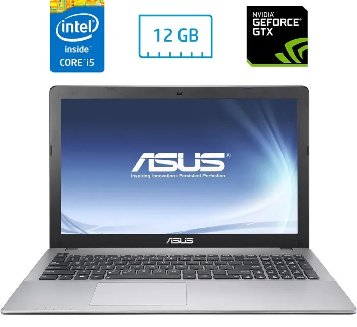 Ноутбук Б-клас Asus F550J / 15.6" (1920x1080) TN / Intel Core i5-4200H (2 (4) ядра по 2.8 - 3.4 GHz) / 12 GB DDR3 / 240 GB SSD / nVidia GeForce GTX 850M, 2 GB GDDR3, 128-bit / WebCam / DVD-RW / HDMI б/в - зображення 1