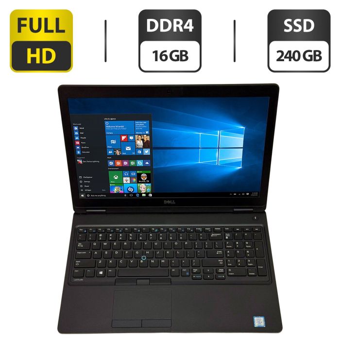 Ноутбук Б-клас Dell Latitude 5580 / 15.6" (1920x1080) IPS / Intel Core i5-7440HQ (4 ядра по 2.8 - 3.8 GHz) / 16 GB DDR4 / 240 GB SSD / Intel HD Graphics 630 / WebCam / Windows 10 Pro б/в - зображення 1
