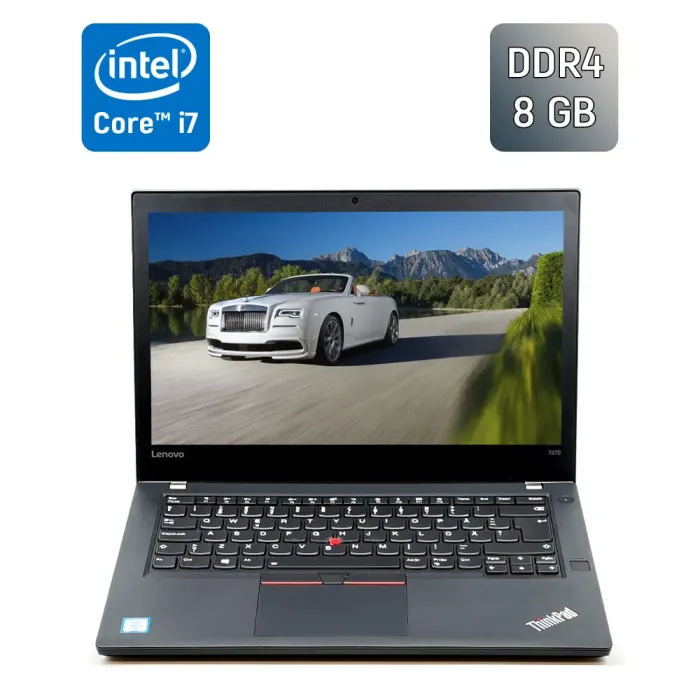 Ультрабук Б-клас Lenovo ThinkPad T470 / 14" (1920x1080) IPS / Intel Core i7-7600U (2 (4) ядра по 2.8 - 3.9 GHz) / 8 GB DDR4 / 240 GB SSD / Intel HD Graphics 520 / WebCam / TouchID / Windows 10 б/в - зображення 1