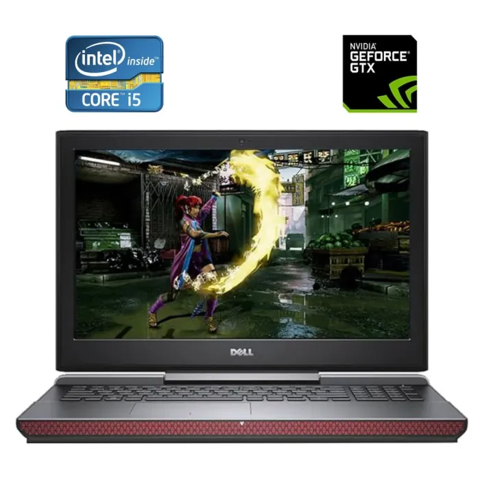 Ігровий ноутбук Б-класу Dell Inspiron 15 Gaming 7567 / 15.6" (1920x1080) IPS / Intel Core i5-7300HQ (4 ядра по 2,5 - 3,5 ГГц) / 16 ГБ DDR4 / 128 ГБ SSD M.2 + 1000 ГБ HDD / nVidia GeForce GTX 1050, 4 ГБ GDDR5, 128-bit / WebCam б/в - зображення 1