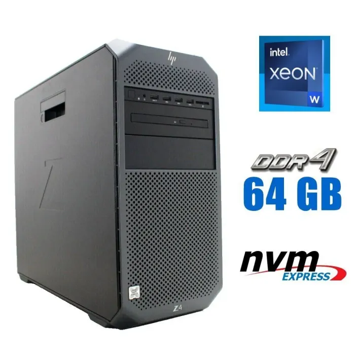 Робоча станція HP Z4 G4 Workstation Tower / Intel Xeon W-2133 (6 (12) ядер по 3,6 - 3,9 ГГц) / 64 ГБ DDR4 / 256 ГБ SSD M.2 / без відеокарти / DVD-ROM б/в - зображення 1