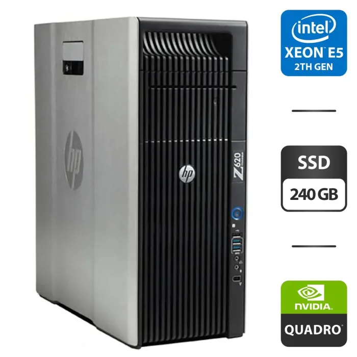 Робоча станція Б-клас HP Z620 Workstation Tower / 2x Intel Xeon E5-2658 v2 (10 (20) ядер по 2.4 - 3.0 GHz) / 64 GB DDR3 / 240 GB SSD / nVidia Quadro 4000, 2 GB GDDR5, 256-bit / DisplayPort б/в - зображення 1