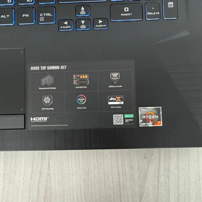 Ігровий ноутбук Asus TUF Gaming A17 FA706IU / 17.3" (1920x1080) IPS / AMD Ryzen 7 4800H (8 (16) ядер по 2.9 - 4.2 GHz) / 16 GB DDR4 / 512 GB SSD NVMe / nVidia GeForce GTX 1660 Ti, 6 GB GDDR6, 192-bit / WebCam б/в - зображення 8