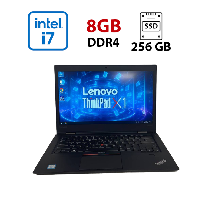 Ноутбук Б-клас Lenovo ThinkPad X1 Carbon Gen 4 / 14" (1920x1080) IPS / Intel Core i7-6600U (2 (4) ядра по 2.6 - 3.4 GHz) / 8 GB DDR4 / 256 GB SSD / Intel HD Graphics 520 / WebCam б/в - изображение 1