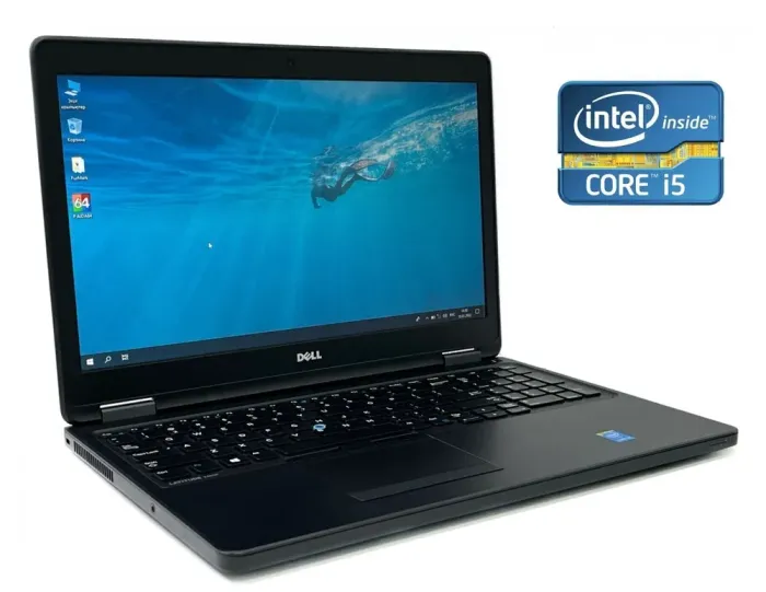Ноутбук Dell Latitude E5550 / 15.6" (1366x768) TN / Intel Core i5-5200U (2 (4) ядра по 2.2 - 2.7 GHz) / 8 GB DDR3 / 240 GB SSD / Intel HD Graphics 5500 / WebCam / Win 10 Pro б/в - зображення 1