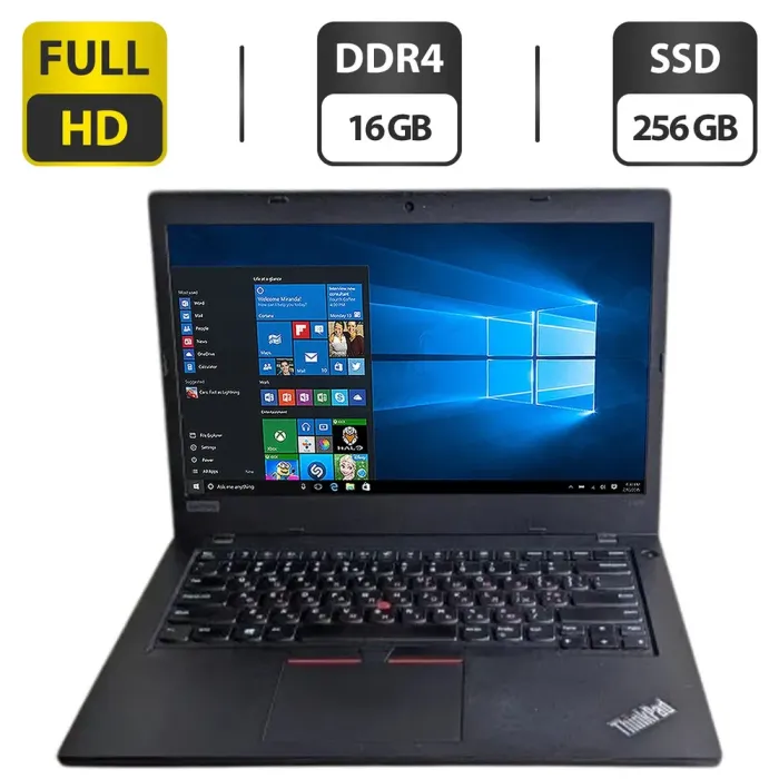 Ультрабук Б-клас Lenovo ThinkPad L490 / 14" (1920x1080) IPS / Intel Core i5-8365U (4 (8) ядра по 1.6 - 4.1 GHz) / 16 GB DDR4 / 256 GB SSD / Intel UHD Graphics / WebCam б/в - зображення 1