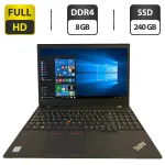 Ультрабук Б-клас Lenovo ThinkPad T570 / 15.6" (1920x1080) IPS / Intel Core i5-7300U (2 (4) ядра по 2.6 - 3.5 GHz) / 8 GB DDR4 / 240 GB SSD / Intel HD Graphics 620 / WebCam б/в