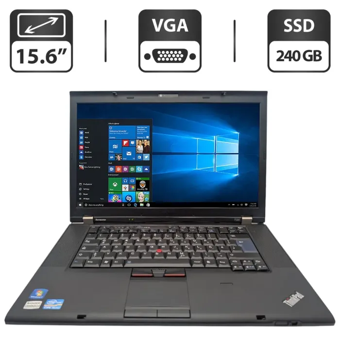 Ноутбук Lenovo ThinkPad T520 / 15.6" (1366x768) TN / Intel Core i5-2520M (2 (4) ядра по 2.5 - 3.2 GHz) / 6 GB DDR3 / 240 GB SSD / Intel HD Graphics 3000 / WebCam / DVD-ROM б/в - зображення 1
