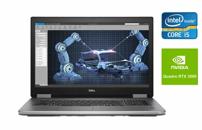 Мобільна робоча станція Dell Precision 7740 / 17.3" (1920x1080) IPS / Intel Core i5-9400H (4 (8) ядра по 2.5 - 4.3 GHz) / 32 GB DDR4 / 256 GB SSD + 500 GB SSD / nVidia Quadro RTX 3000, 6 GB GDDR6, 192-bit / Fingerprint / Windows 10 б/в - зображення 1