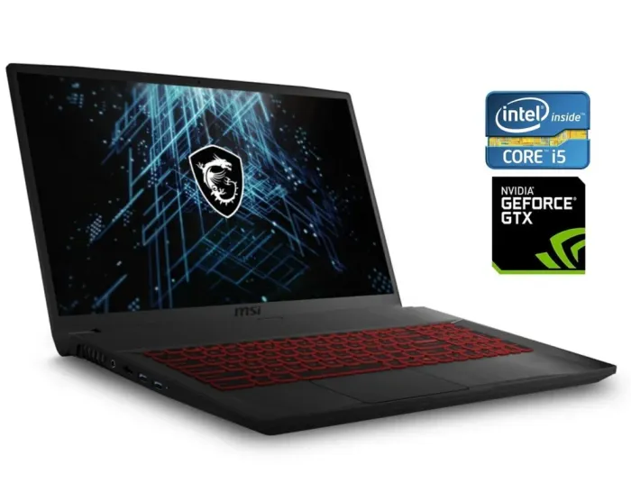 Ігровий ноутбук Б-клас MSI GF75 Thin 10SCXR-003US / 17.3" (1920x1080) IPS / Intel Core i5-10500H (6 (12) ядер по 2.5 - 4.5 GHz) / 16 GB DDR4 / 480 GB SSD / nVidia GeForce GTX 1650, 4 GB GDDR6, 128-bit / WebCam б/в - зображення 1