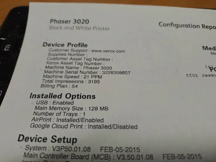 Принтер Xerox Phaser 3020 / Лазерний монохромний друк / 1200x1200 dpi / 20 стор./хв / A4 / USB 2.0, WiFi б/в - зображення 5