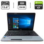 Ноутбук Б-клас Toshiba Satelite L750-13b / 15.6" (1366x768) TN / Intel Core i3-380M (2 (4) ядра по 2.53 GHz) / 8 GB DDR3 / 256 GB SSD / nVidia GeForce GT 525M, 1 GB GDDR3, 128-bit / WebCam / DVD-ROM б/в