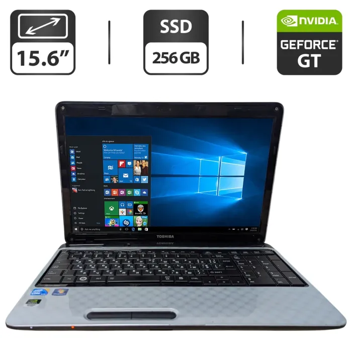 Ноутбук Б-клас Toshiba Satelite L750-13b / 15.6" (1366x768) TN / Intel Core i3-380M (2 (4) ядра по 2.53 GHz) / 8 GB DDR3 / 256 GB SSD / nVidia GeForce GT 525M, 1 GB GDDR3, 128-bit / WebCam / DVD-ROM б/в - зображення 1