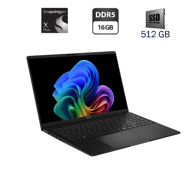 Ультрабук Asus Vivobook S 15 V5507Q / 15.6" (2880x1620) OLED / Qualcomm Snapdragon X Plus X1P-42-100 (8 ядер по 3.2 - 3.4 GHz) / 16 GB DDR5 / 512 GB SSD / Qualcomm Adreno X1-45 Graphics / WebCam / Win 11 Home б/в - зображення 1