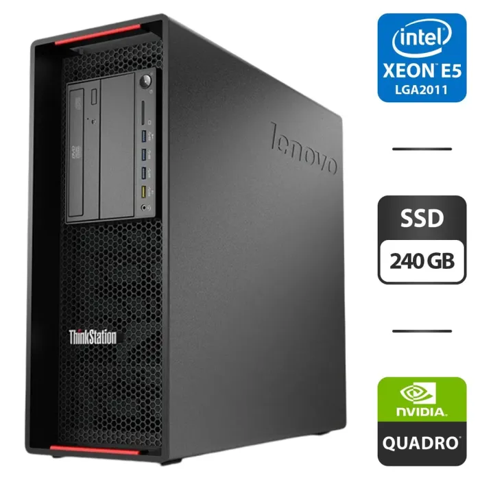 Робоча станція Lenovo ThinkStation P500 Tower / Intel Xeon E5-2683 v3 (14 (28) ядер по 2.0 - 3.0 GHz) / 64 GB DDR4 / 240 GB SSD / nVidia Quadro K2200, 4 GB GDDR5, 128-bit / DVD-ROM б/в - зображення 1