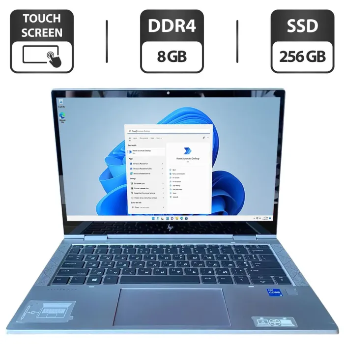 Ультрабук-трансформер HP EliteBook x360 830 G8 / 13.3" (1920x1080) IPS Touch / Intel Core i5-1135G7 (4 (8) ядра по 4.2 GHz) / 8 GB DDR4 / 256 GB SSD / Intel Iris Xe Graphics / WebCam б/в - зображення 1