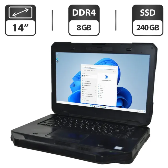Захищений ноутбук Б-клас Dell Latitude 5414 Rugged / 14" (1366x768) TN / Intel Core i5-6300U (2 (4) ядра по 2.4 - 3.0 GHz) / 8 GB DDR4 / 240 GB SSD / Intel HD Graphics 520 / WebCam / Windows 11 Pro б/в - зображення 1