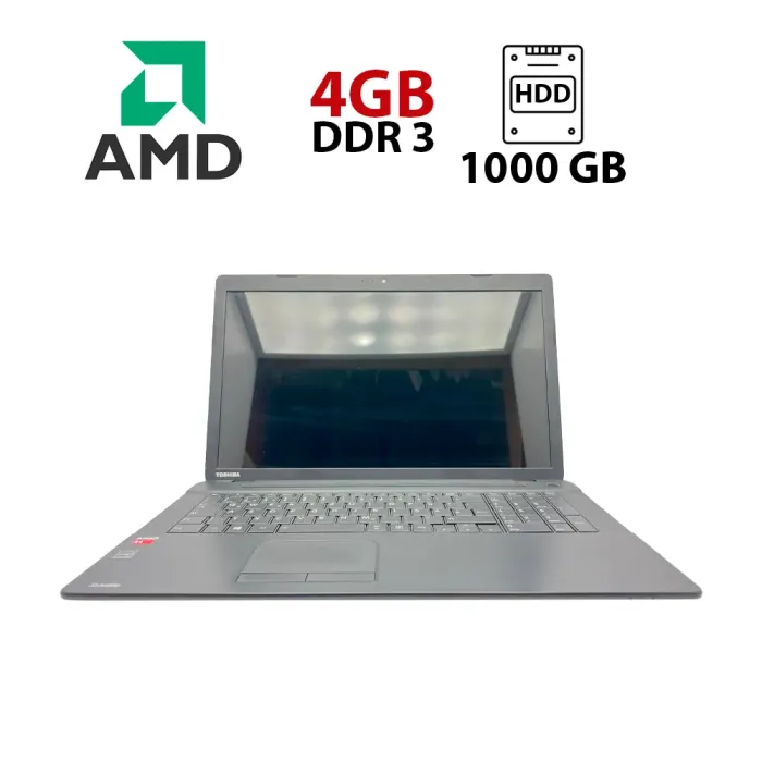 Ноутбук Toshiba Satellite C70D-B / 15.6" (1600x900) TN / AMD A4-6210 (4 ядра по 1.8 GHz) / 4 GB DDR3 / 1000 GB HDD / AMD Radeon R3 Graphics / WebCam / АКБ не тримає б/в - зображення 1