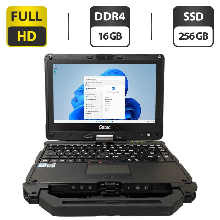 Захищений ноутбук-трансформер Getac V110 G5 / 11.6" (1920x1080) IPS Touch / Intel Core i5-8265U (4 (8) ядра по 1.6 - 3.9 GHz) / 16 GB DDR4 / 256 GB SSD / Intel UHD Graphics / WebCam / Стилус / Два АКБ б/в - зображення 1