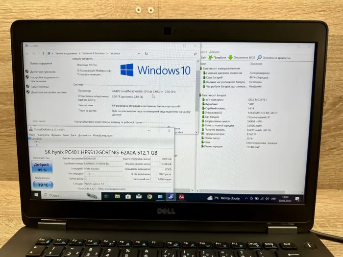 Ноутбук Dell Latitude E7470 / 14" TN / Intel Core i5-6300U (2(4) ядра по 2.4-3GHz) / 8GB DDR4 / 512GB SSD / HD Graphics 520 / WebCam / Win 10 Pro б/в - зображення 9