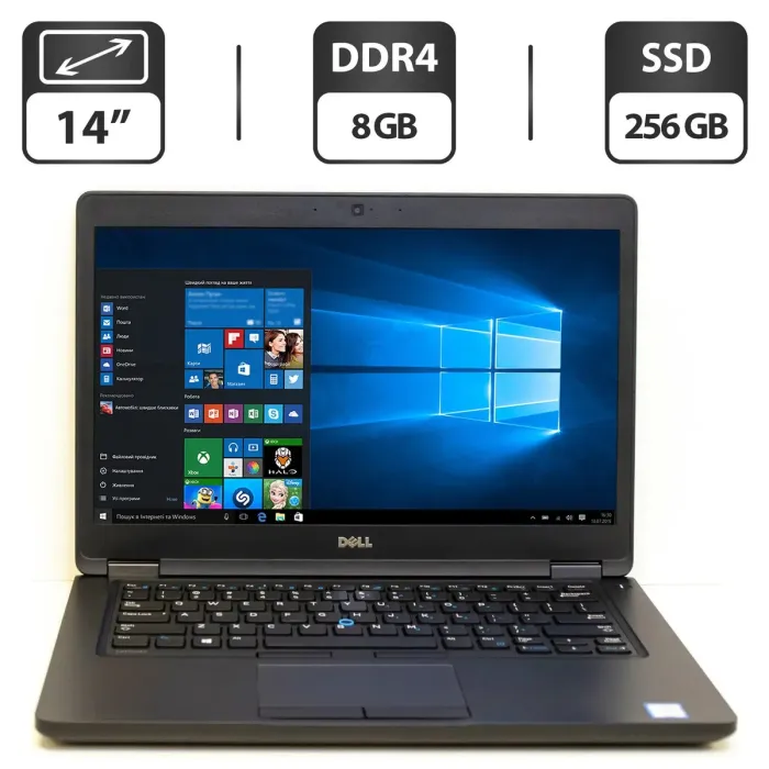 Ультрабук Б-класс Dell Latitude 5480 / 14" TN / Intel Core i5-7440HQ (4 ядра по 2.8-3.8 GHz) / 8GB DDR4 / 256GB SSD / HD Graphics 630 / WebCam / HDMI б/в - зображення 1