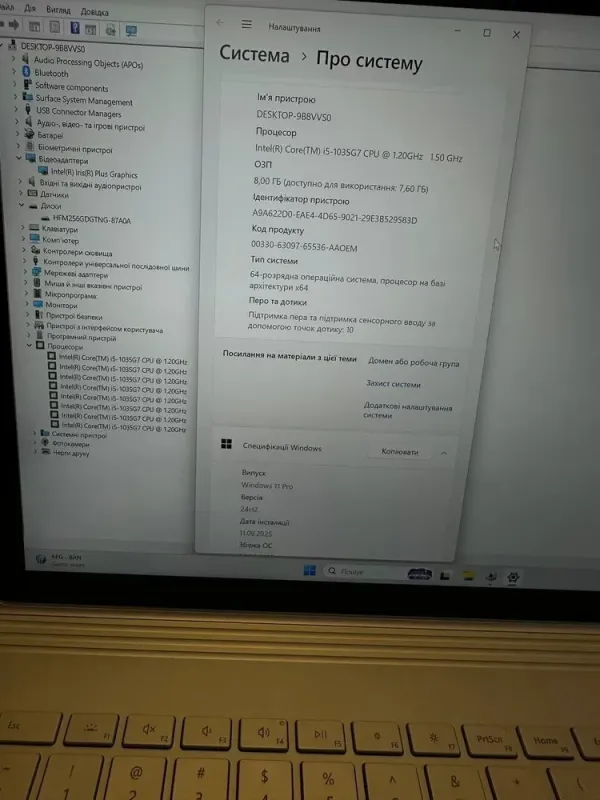 Ноутбук-трансформер Microsoft Surface Book 3 2 in 1 / 13.3" (3000x2000) QXGA Touch / Intel Core i5-1035G7 (4 (8) ядра по 1.2 - 3.7 GHz) / 8 GB DDR4 / 256 GB SSD / Intel Iris Plus Graphics / WebCam / Win 11 Pro б/в - зображення 10